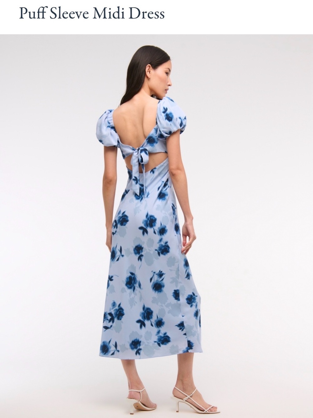 Abercrombie XS Lilac Blue Puff Sleeve Midi Dress - Picture 2 of 8